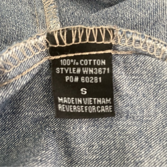 Timing Blue Jeans denim tunic 100% cotton, long sleeve roll- up, pockets, Sz: S - Picture 9 of 10